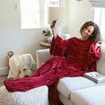 thumbnail image 2 of Catalonia Wearable TV Blanket with Sleeves Arms & Feet pockets for Adult Micro Plush Fleece Large Wrap Throw Robe 73" x 53", 2 of 7