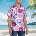 thumbnail image 3 of Fuzoiu Dragon Fruit Print Hawaiian Shirt for Men, Summer Beach Casual Short Sleeve Button Down Shirts, Men’s Beach Summer Shirts with Pocket,Large, 3 of 7