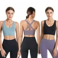 thumbnail image 3 of KOERIM Women,'s Cross Back Sport Bras Padded Strappy Criss Cross Cropped Bras for Yoga Workout Fitness Low Impact,3PACK, 3 of 8