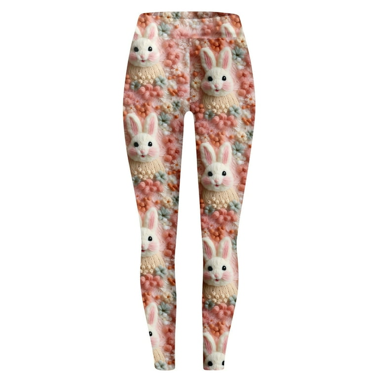 Knosfe Easter Leggings for Women Tummy Control Rabbits Bunny