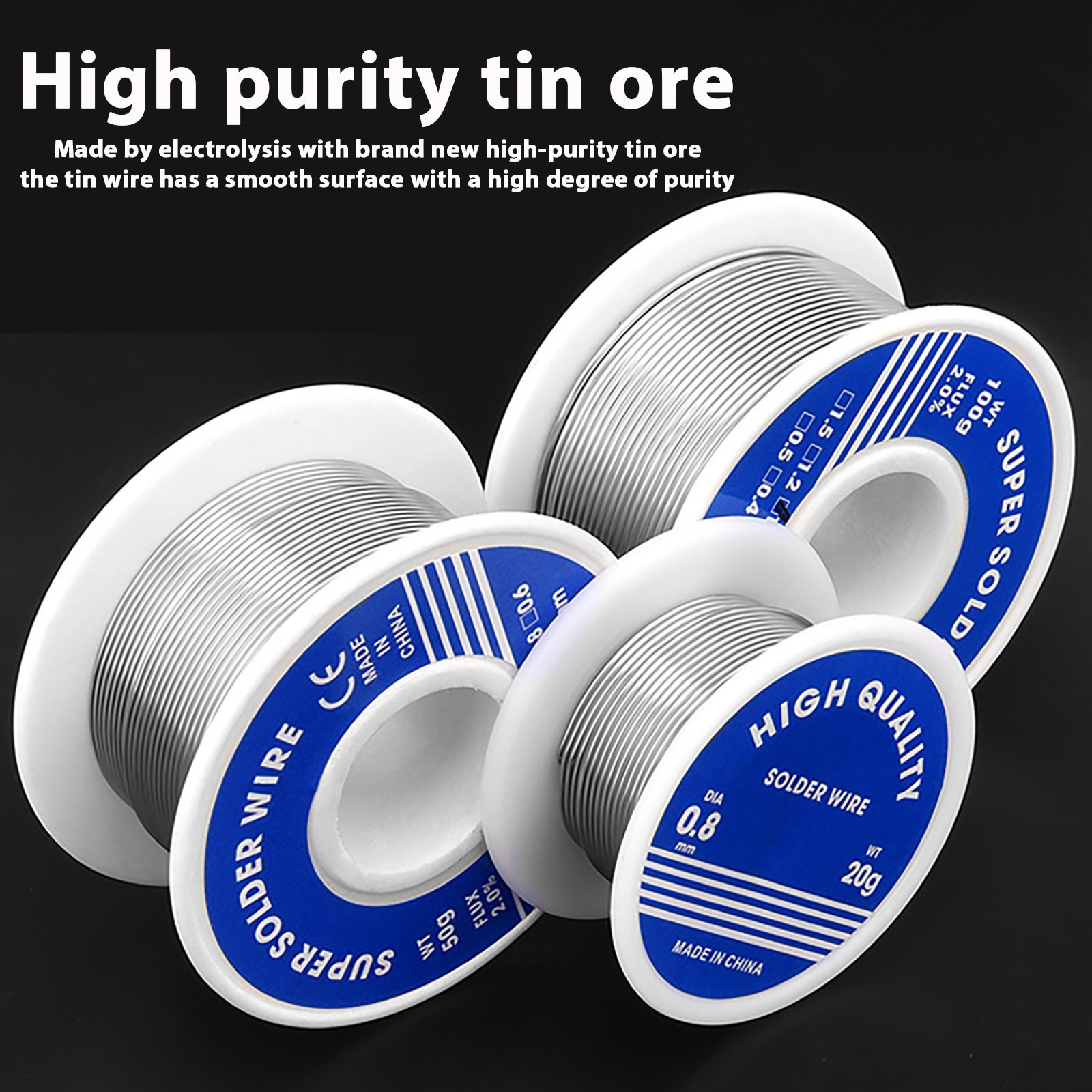 Solder, 63/37 Tin Lead Line Soldering Rosin Core Solder Flux Welding Wire Reel for Electrical Soldering Ultra-Thin Solder Wire (Dia 0.8mm, 30g)
