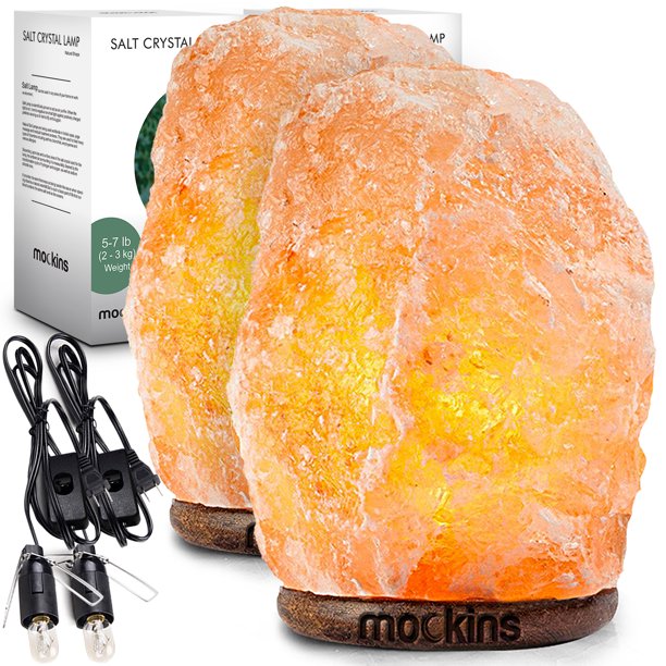 Mockins Natural Pink Himalayan Salt Lamps | Solid Wood Base & Included  Light Bulbs | Natural Glow | 2-Pack - Walmart.com