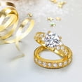 thumbnail image 6 of Bling Jewelry Womens 3CT Solitaire Side Stones Pave CZ Cubic Zirconia Engagement Ring Band Set Gold Plated Sterling Silver, 6 of 6