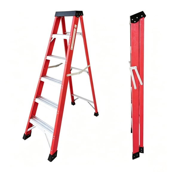 5.4 ft Fiberglass Ladder, 330 lb Capacity, Non-Conductive Step Ladder with Non-Slip Feet for Home & Professional Use