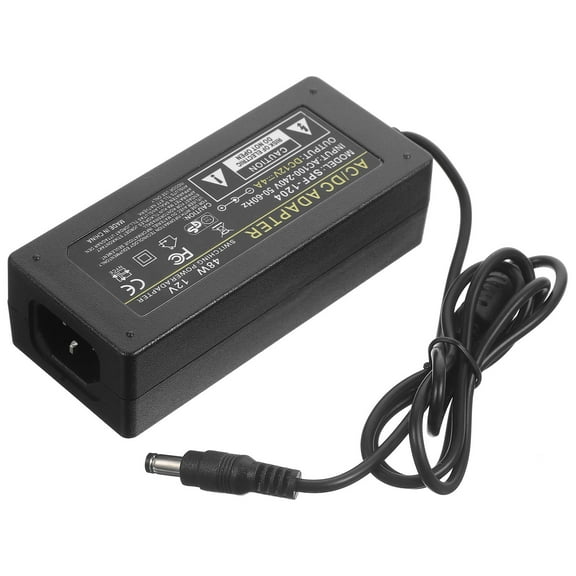 TAILTOSS DC 12V 4A Power Adapter for Home Use Black Plastic with LED Indicator and 48W Power Supply