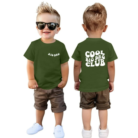 Big Bro Cool Big Bro Club Toddler Boys T-Shirt, Short Sleeve Summer Top, Soft Cotton Tee for Kids, Fun Brother Gift