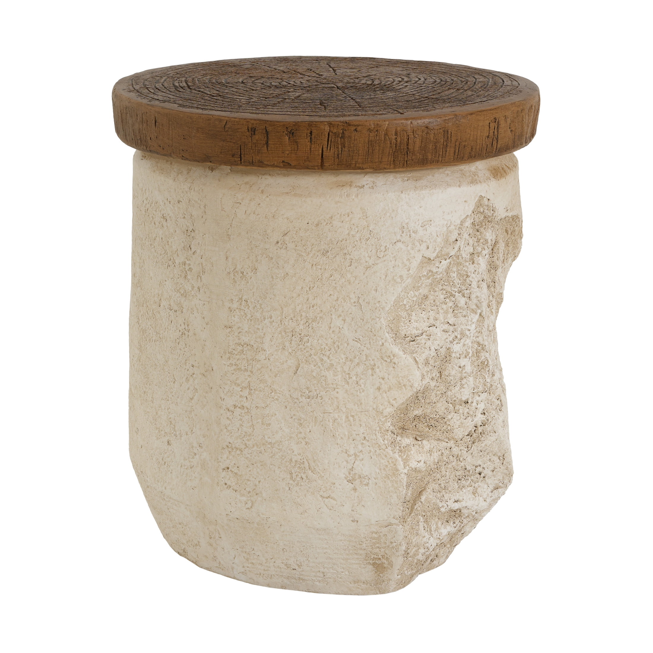 Christopher Knight Home Outdoor MGO Accent Side Table, Stone-Effect with Faux Wood Grain Top, Beige