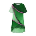 thumbnail image 5 of JTZGDY Summer Dresses for Women Loose Fit Casual Tie Dye Marble Print Crewneck Tshirt Dress Short Sleeve Sundress Beach Cover Ups Green XXL, 5 of 7