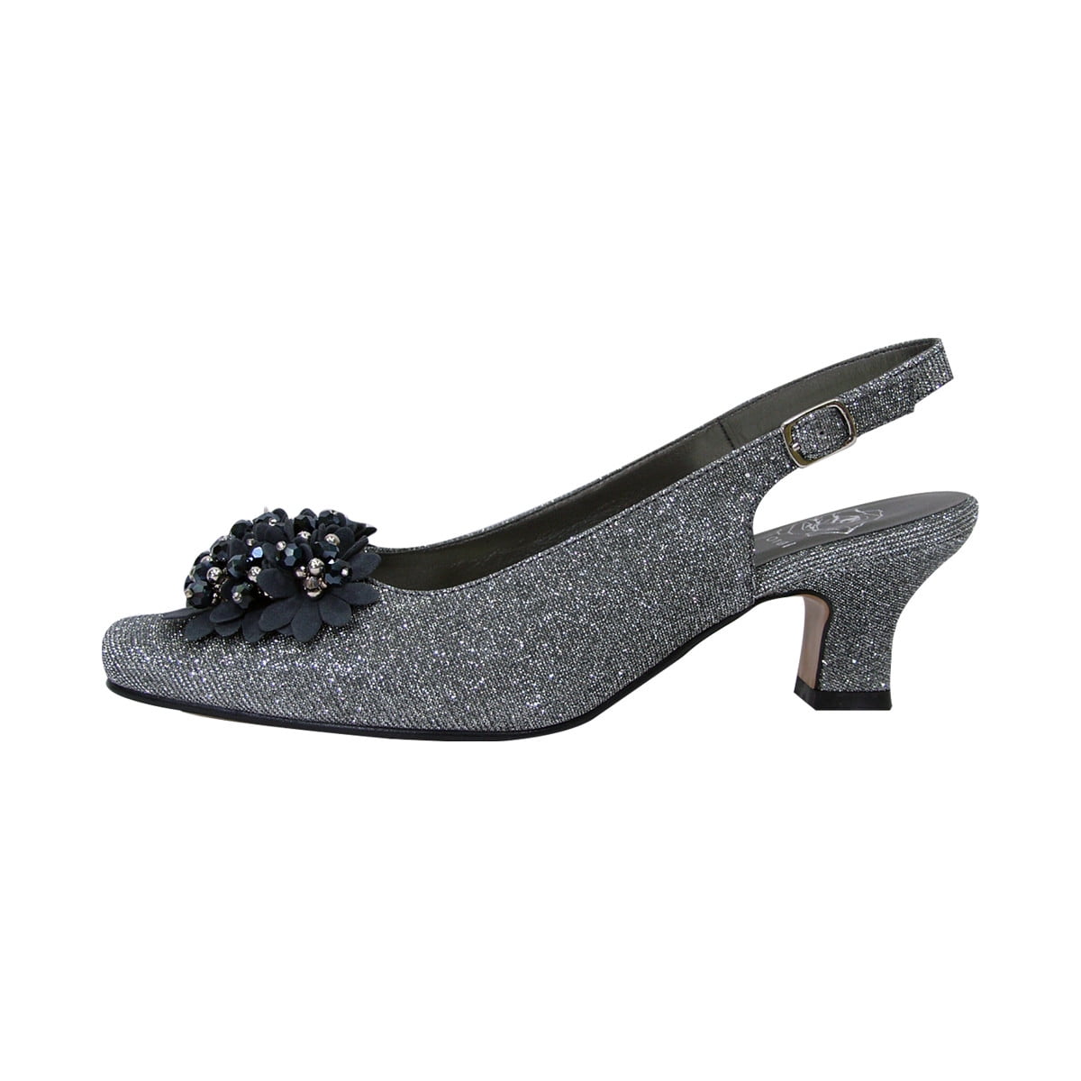 Floral Women's Natalie Extra Wide Width Metallic Flower Bow Slingback