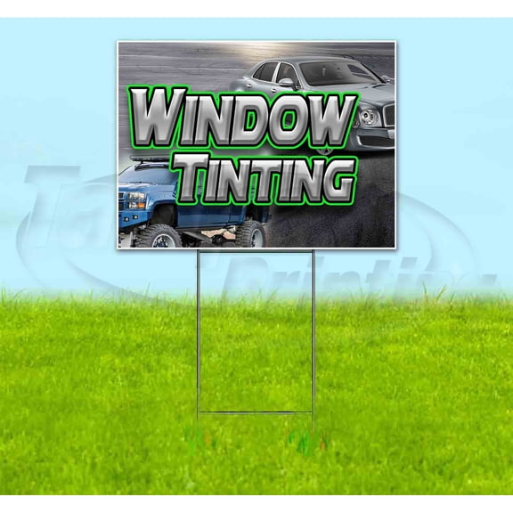 Window Tinting (18" x 24") Yard Sign, Includes Metal Step Stake
