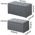 thumbnail image 2 of Storage Ottoman Bench with 2.56-inch Thick Seat, 31.5 inch Nesting Ottoman Set of 2, Hinged Flip Top Bench with Storage for Living Room, Bedroom, Grey, 2 of 15