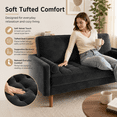 thumbnail image 3 of Neche Sofa for Living Room,Solid Wood Foot, 2 Seater Small Modern Loveseat Couch in a Box  - Black, 3 of 9