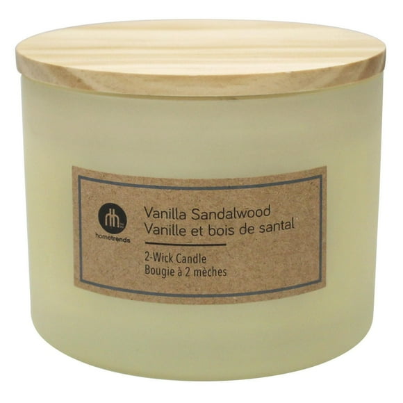 Hometrends 12oz Vanilla Sandalwood Scented 2-Wick Frosted Jar Candle