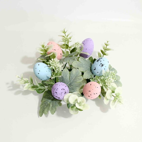 Easter Candle Wreath, Simulated Flower and Egg Wreath, 9.84inch Decorative Wreath for Candles, Spring Table Centerpiece, Holiday Hanging Decor for Home Celebration