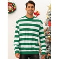 thumbnail image 2 of Unique Bargains Men's Striped Crew Neck Pullover Color Block Sweatshirts XL Green White, 2 of 6