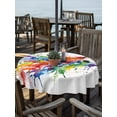 thumbnail image 2 of Outdoor Tablecloth with Umbrella Hole for Patio/Picnic/Party/Camping, Football Colorful Splash Waterproof Table Cloth Round Cover Washable, Modern Abstract Art Oil Painting (Dia 60"), 2 of 9