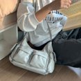 thumbnail image 2 of Bolso de hombro de gran capacidad para mujer, estilo retro verde, suave, de PU, con múltiples bolsillos, tipo bandolera, 2 of 6