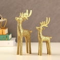 thumbnail image 4 of 2 Pack Modern Christmas Decor Neutral Christmas Reindeers Decor Resin Deer Statues Figurines Elk Statues for Neutral Modern Living Room Bedroom Office Bookshelf Desk Ornaments(Gold), 4 of 14