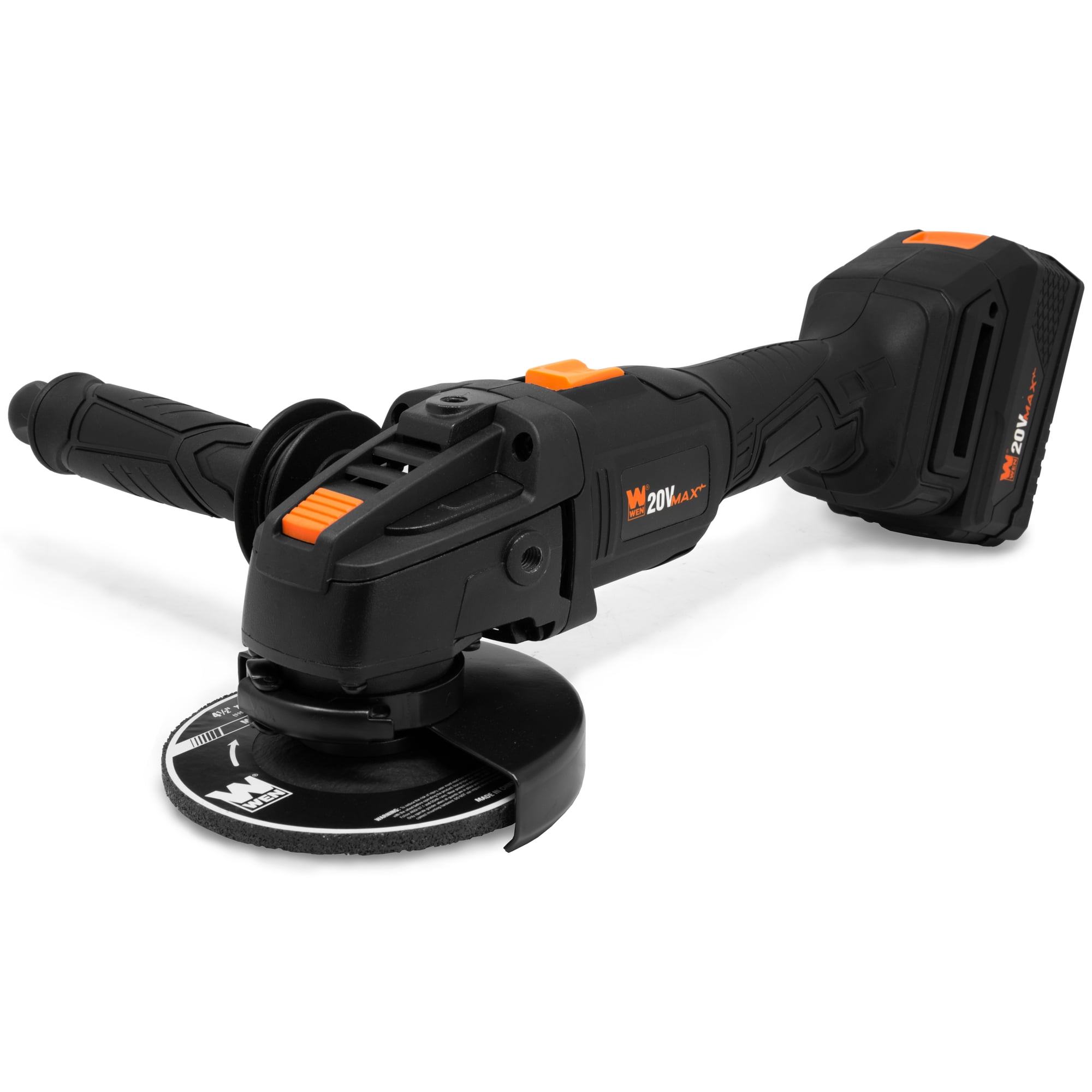 WEN 20V Max Brushless Cordless 4-1/2-Inch Angle Grinder with 4.0Ah Lithium-Ion Battery and Charger