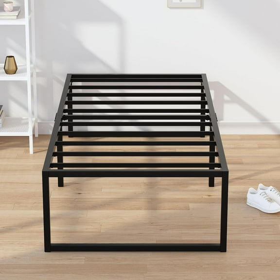 Lutown-Teen 18 inch Twin Size Bed Frames Heavy Duty Metal Twin Platform Bed Frame No Box Spring Needed, Noise Free, Easy Assembly, Black