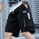 thumbnail image 2 of Pantalones cortos cargo negros sólidos para hombre, cómodos pantalones cortos holgados de diseñador con bolsillo frontal de algodón para verano para hombres Y2k, 2 of 5