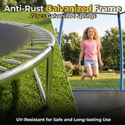 Mersco 12FT/14FT Kids Trampoline, ASTM Certified Heavy Duty Outdoor Trampoline with Safety Enclosure Net and Ladder for Backyard Family Fun, Pumpkin Trampoline SPACE