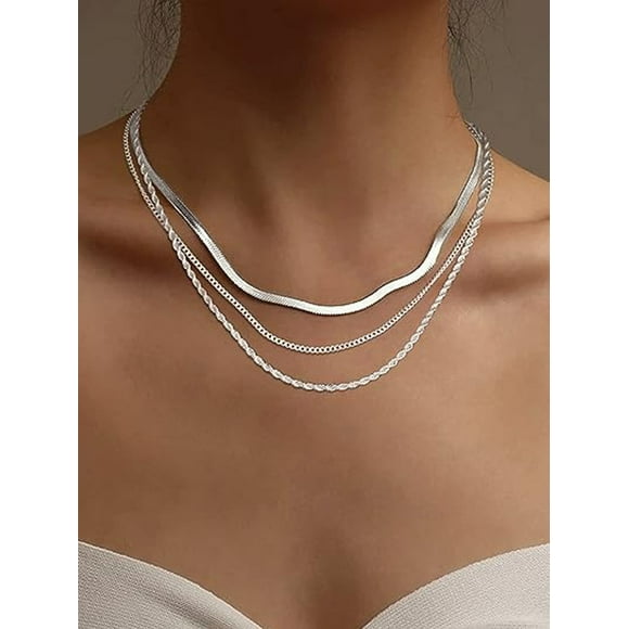 3pcs/set New Fashion Stainless Steel Women's Arrow Shaped Necklace, Delicate Platinum Necklace, Snake Chain Necklace, Minimalist Platinum-colored Layered Necklace, Ladies' Gold Jewelry Gifts