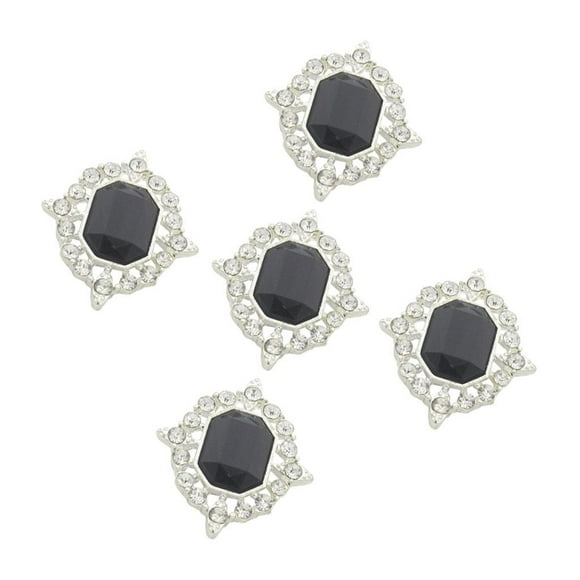 5 Piezas Acrílico Rhinestone Botones Espalda Plana para Artesanías de Bricolaje Negro