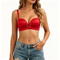 thumbnail image 4 of Kvture Womens Push Up Bras for Small Breast Adjustable Supportive Lace Up Bra No Underwire Comfortable Smoothing Bras Red Bra M, 4 of 5