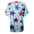 thumbnail image 4 of HEILAU Independence Day Shirts for Women American Flag Graphic T Summer Tops Short Sleeve V Neck T Shirt Print Side Slit Tunic Patriotic Tops, 4 of 6