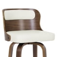 thumbnail image 5 of CRERIYO 26" Swivel Bar Stool Set of 1, Bentwood Counter Height Stool with Upholstered Seat, Wood Legs and Chrome Footrest, White, 5 of 5