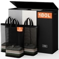 thumbnail image 1 of Cesto de ropa SOLEDI de 3 secciones con tapa, 180 L, con bolsa de 3 piezas, 1 of 8