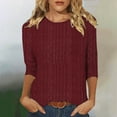 thumbnail image 2 of WQQZJJ Womens Fashion Trends Casual Knitted Sweater Round Neck 3/4 Sleeve Pullover Tops Solid Comfort Fit Blouse Tops S-2XL, 2 of 6