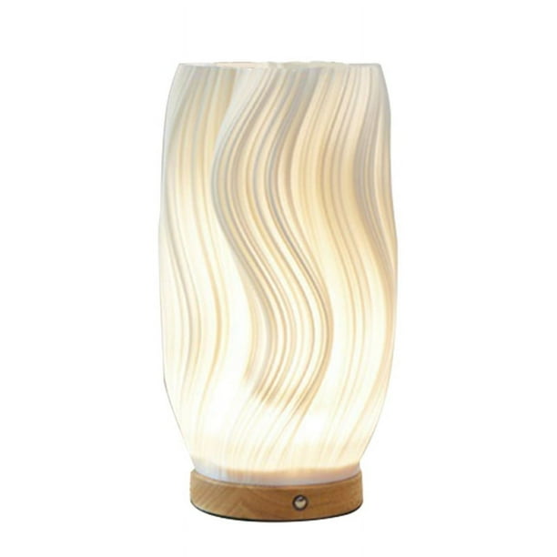 Lámparas de Noche para Mesita de Noche Lámpara de Noche Pequeña A Rayas Vintage Diseño de Jarrón Luz Recargable Breeze A