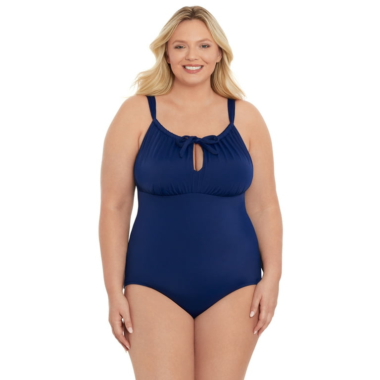 Time and Tru Women's and Plus Keyhole Tie Front One Piece