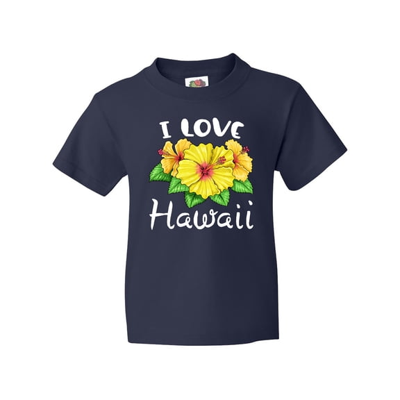 Inktastic I Love Hawaii Hibiscus Flowers Youth T-Shirt
