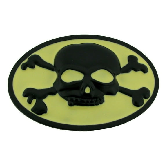 Skull Crossbones Belt Buckle Black Oval Finished Vintage Halloween Party Costume New