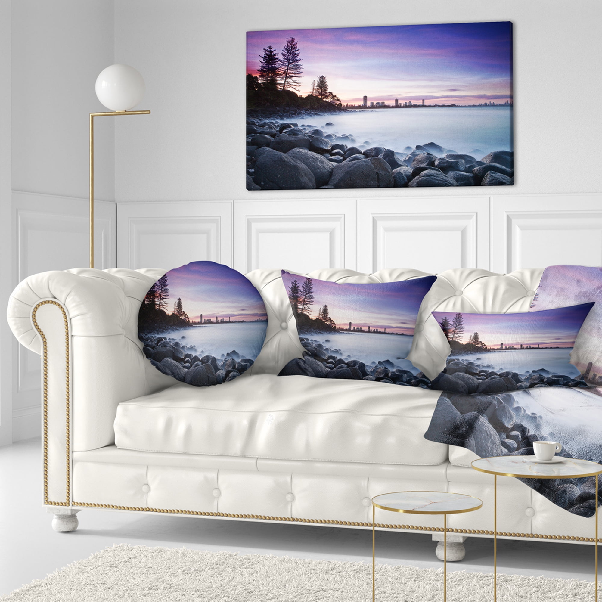 Designart 12" x 20" Gold Polyester Throw Pillow