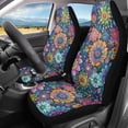thumbnail image 2 of Uorisanigo Hippie Flower Car Seat Covers Elastic Fabrics Waterproof Car Seat Cover Easy to Install Auto Interior Accessories 2 Pcs Set for SUV, Vans,Sedan,Truck, 2 of 7