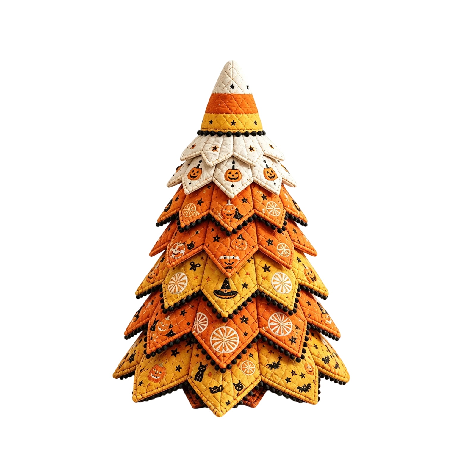 Halloween DIY Patchwork Tree Kit Fabric Craft Sewing Project with Layered Printed Panels for Seasonal Table Display for Beginners Crafters(Tree)