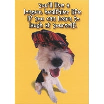 Designer Greetings Dog Wearing Tartan Hat : Longer, Healthier Life Funny : Humorous Insult Birthday Card for Him : Man : Men