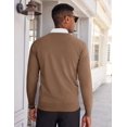 thumbnail image 2 of COOFANDY Men's V Neck Dress Sweater Slim Fit Business Casual Dressy Sweater Shirts Long Sleeve Soft Basic Pullover Sweater Red Black Grey Diamond Pattern, 2 of 6