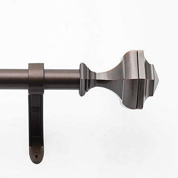 Deco Window 36 to 66 Inches Adjustable Curtain Rod for Windows with Hexagon Finials & Bracket Set (3/4'' Diameter, Antique Copper)