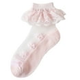 thumbnail image 2 of Rohuuque Girls Socks for Dancing : Solid Color Mesh Lace Cotton Breathable Princess Thin Socks 10 Years Pink, 2 of 7