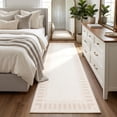 thumbnail image 3 of Nanan 2'x6' Machine Washable Runner Rug Classic Solid Striped Wavy Border Non-Slip Indoor Floor Carpet for Hallway Kitchen Entryway, Beige, 3 of 8