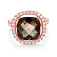 thumbnail image 2 of Gem Stone King 18K Rose Gold Plated Silver Ring Smoky Quartz Moissanite (6.98 Cttw), 2 of 4