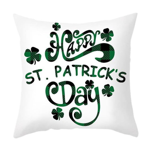 Fundas de almohada para el Día de San Patricio, funda de cojín decorativa a cuadros de búfalo, algodón y lino Estilo4