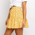thumbnail image 5 of Modegal Women's Floral Print High Waist Pleated Skater Skirt Ruffle Flared Beach Mini Skirt, 5 of 6