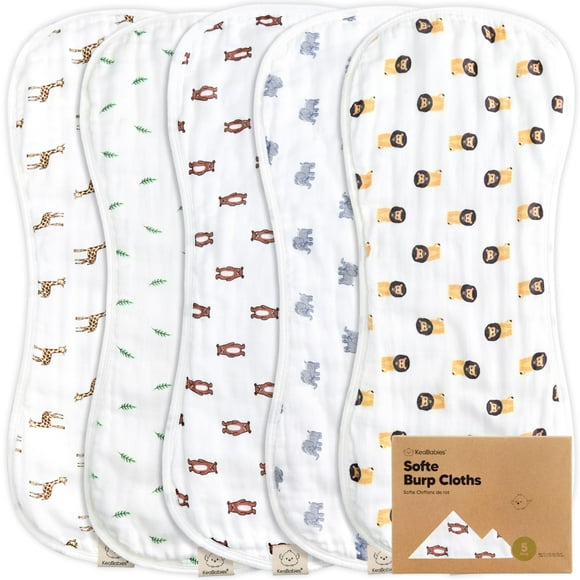 Paños para eructos KeaBabies, suave muselina viscosa de bambú, paquete de 5
