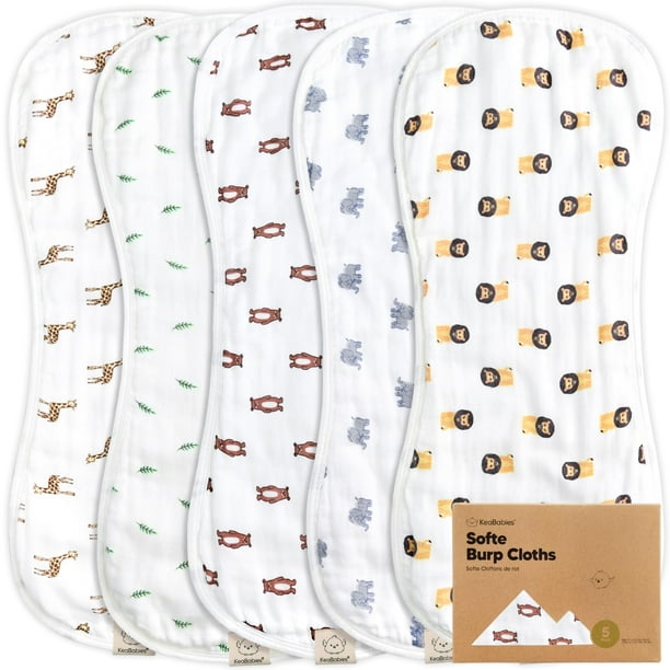 Paños para eructos KeaBabies, suave muselina viscosa de bambú, paquete de 5